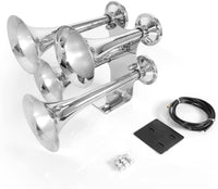 universal for Car Train Boat 12V/24V Truck Air Horn 40cm Big Chrome Large Train Horn 150DB 4 Trumpet Horns
