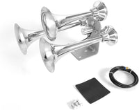 universal for Car Train Boat 12V/24V Big Chrome Air Horns 150DB 3 Trumpet Loud Truck Horn
