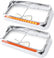 PETERBILT 379 / KENWORTH W900 Chrome Plastic Dual Rectangular Headlight Bezel With Visor (Amber LED with Amber Lens)