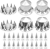 Lug Nut Covers,1.3 inch Chrome Lug Nut Covers for Semi Trucks Axle Cover Screw-on ABS Wheel Axle Nut Complete Waterproof(2 Front & 4 Rear) Spiked