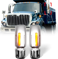 Door Mirror Covers for International Workstar, Chrome Mirror Cover with Reflector for 2002-2018 International Workstar, Driver & Passenger Side, (A Pair)