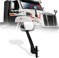Chrome Hood Mirror for Freightliner Cascadia 2008-2017, Passenger Side (Chrome, Right)