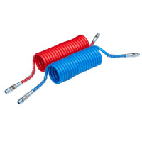12FT Red AND Blue Air Brake Coiled Hose Kit For Semi Truck Tractor Trailer New