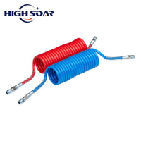15FT Red & Blue 1/2" Short Coiled Air Brake Hose Kit Assembly for Semi Truck